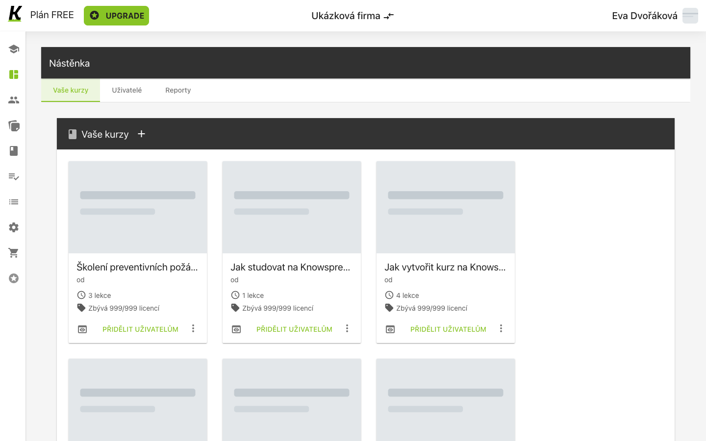 The new space's dashboard