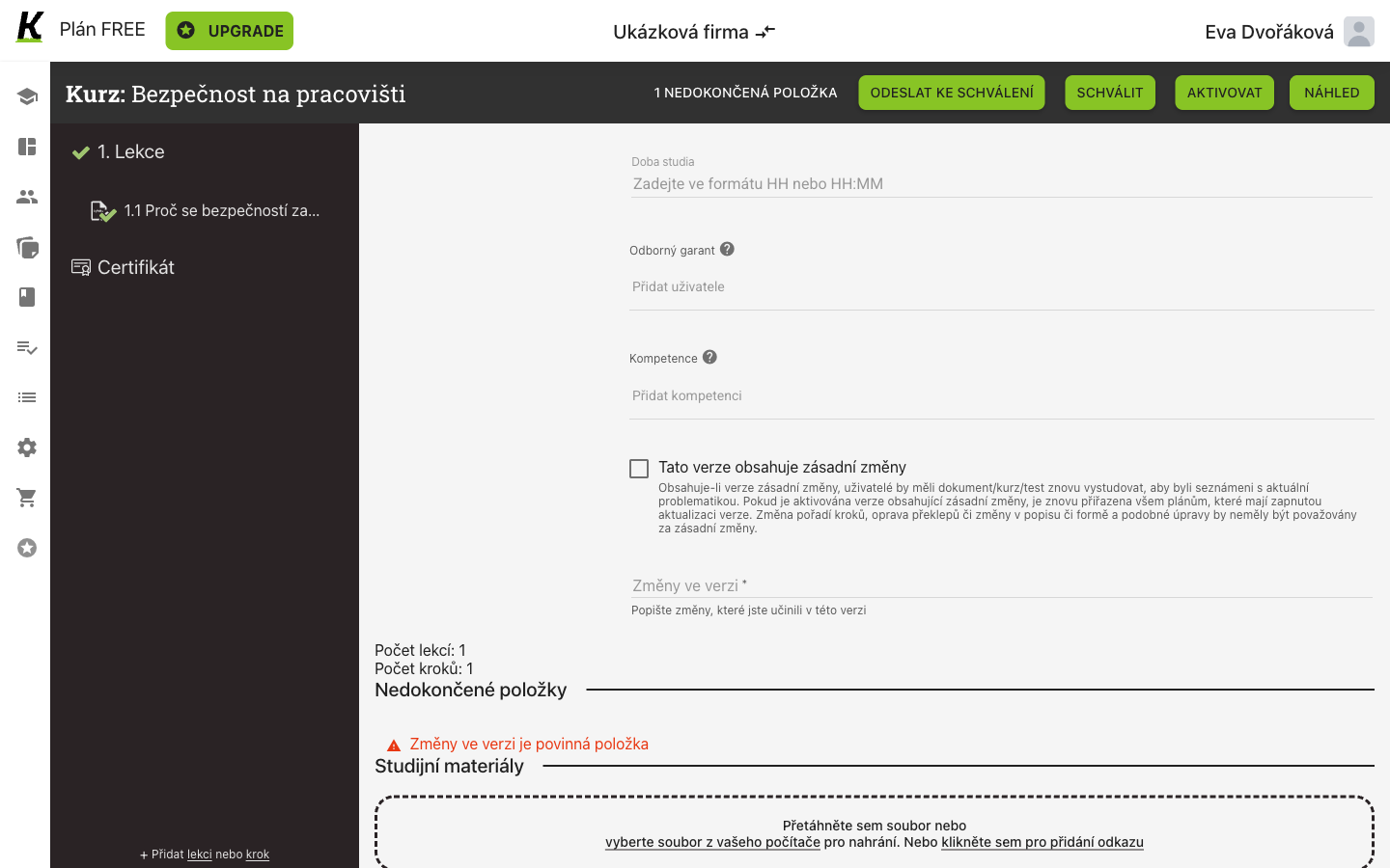 The editor of a second version: a checkbox for major changes with its explanation, the required version-changes field, and the unfinished-item warning.